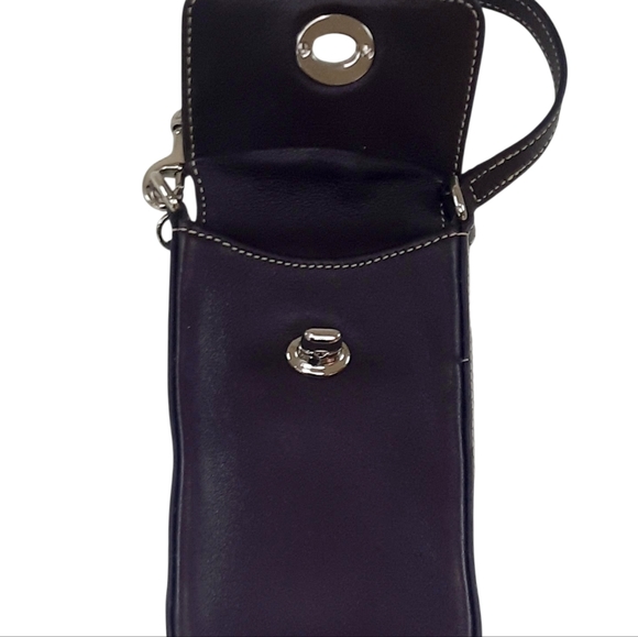 VINTAGE COACH Purple Leather Case TURNLOCK Wristlet Coin POUCH TASSEL Wallet - Picture 4 of 6